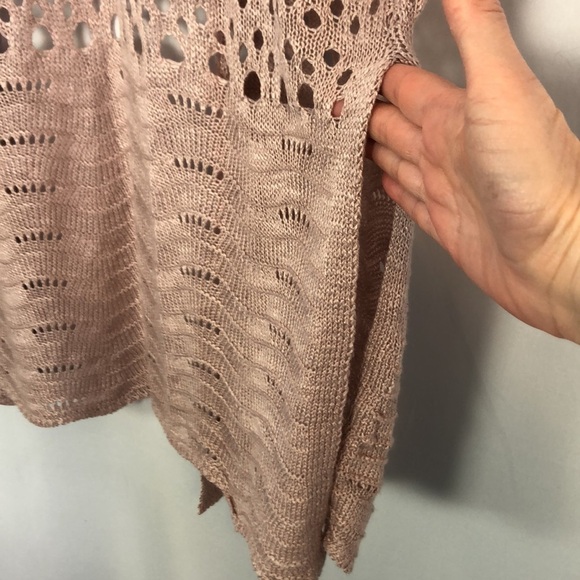 Moral Fiber Crochet Knit Open Front Cardigan Bohemian Size L Mauve Lightweight - Picture 8 of 12